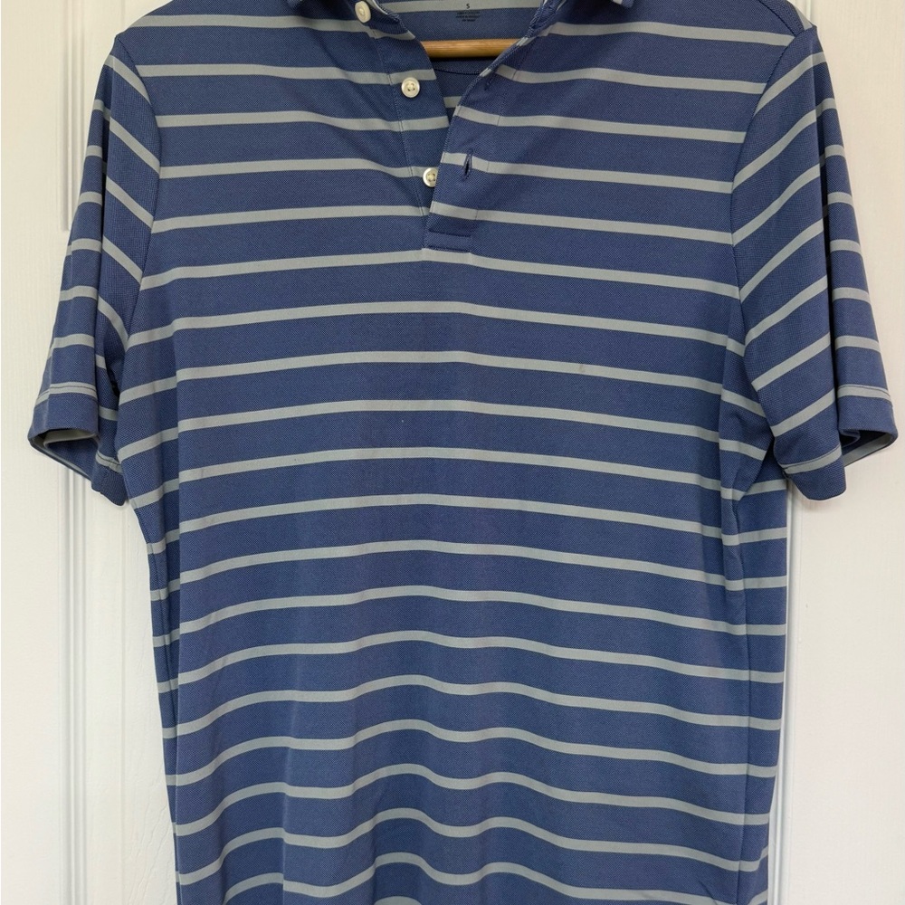 Daniel Cremieux Blue and Gray Striped performance Polo Shirt
